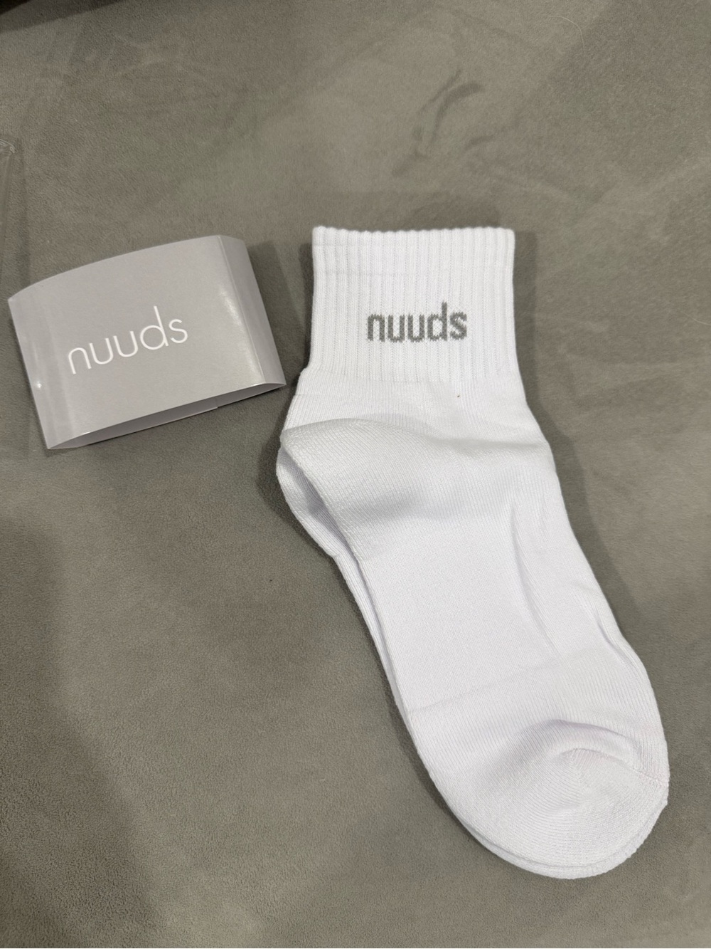 nuuds White Crew Socks - Logo Athletic Socks